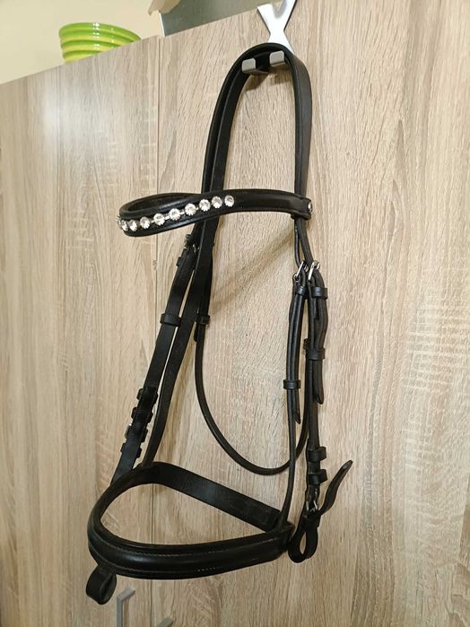 Ogłowie FULL czarne ozdobny naczółek