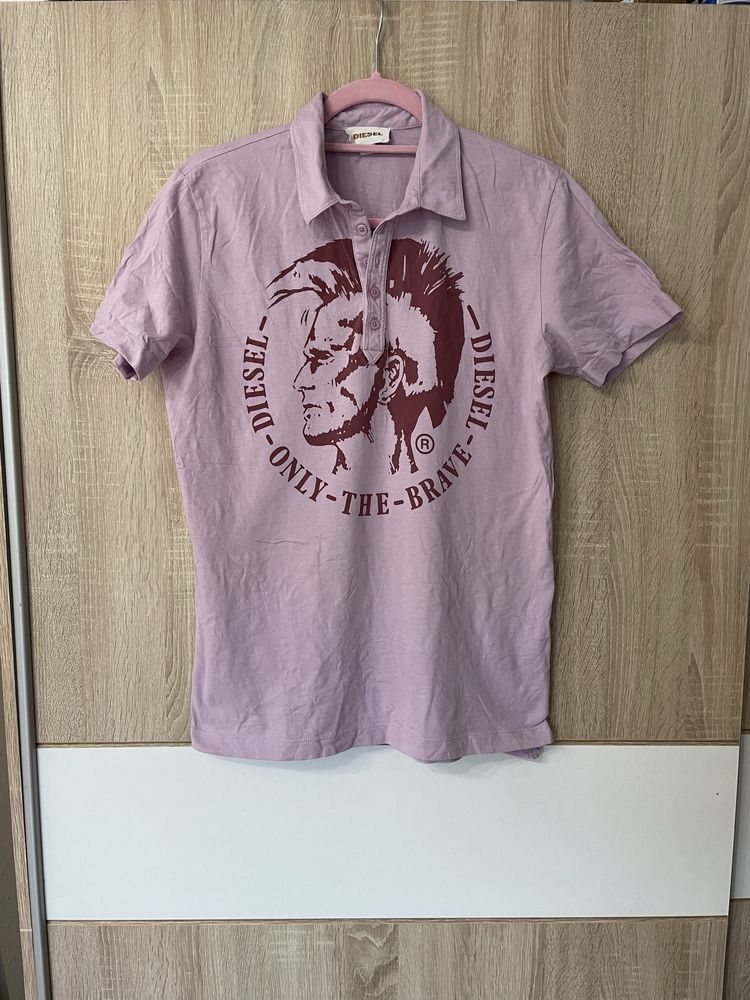 Koszulka Polo Diesel S logowana różowa vintage retro y2k damska hit