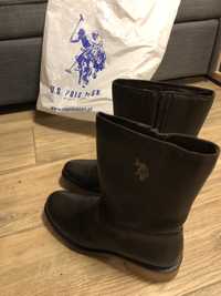 Buty zimowe kozaki skorzane braz nowe rozmiar 39 u.s. Polo assn. Ralph