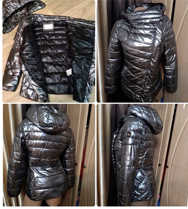 Курточка стёганая,куртка пуфер серебро,пальто на пуху