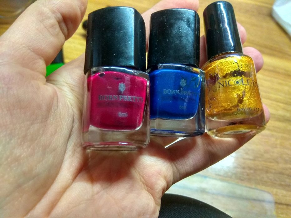 Лак born pretty 15 мл и 6 мл для степенга ; пластинки uf/led для рисун