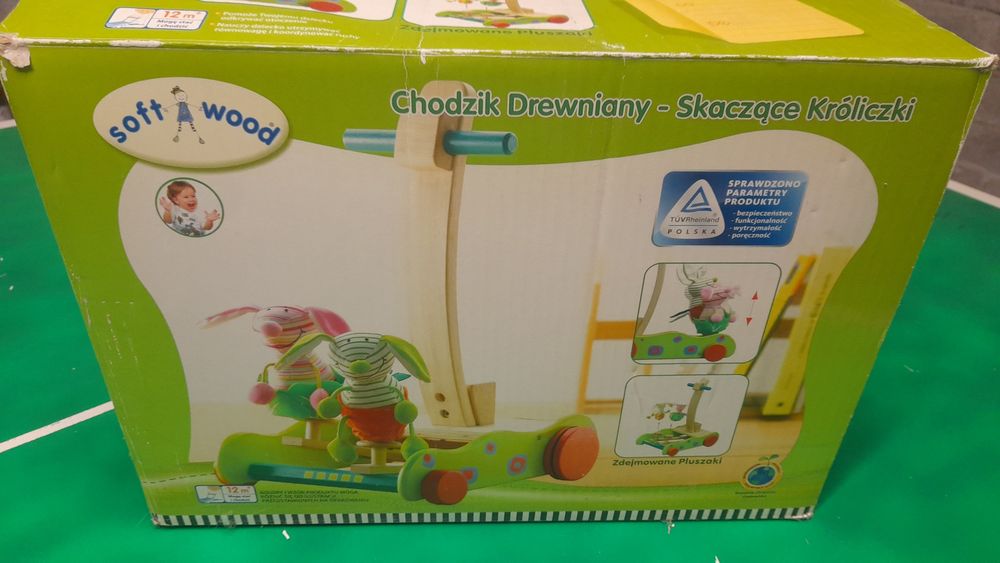 Chodzik pchacz drewniany skaczace króliki