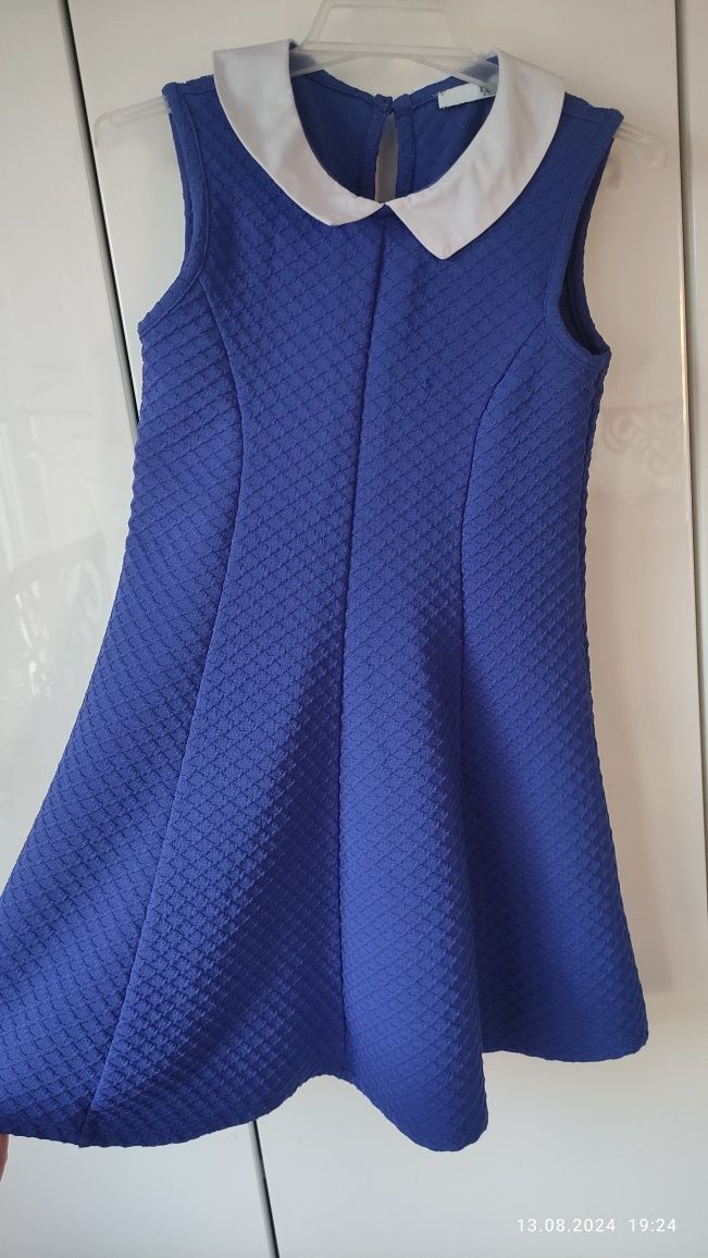 Chabrowa sukienka M&S r 116 122 kołnierzyk