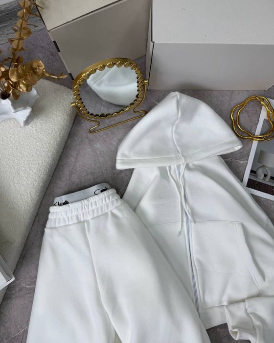 Теплий жіночий спортивний костюм Calvin Klein, зіп худі, широкі штани