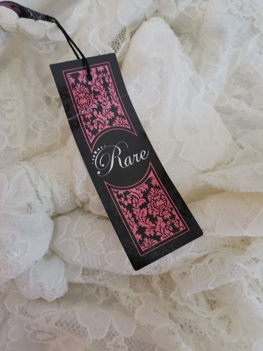 Sukienka koronkowa z kokardą z koronki bez rękawów midi ślub wesele el