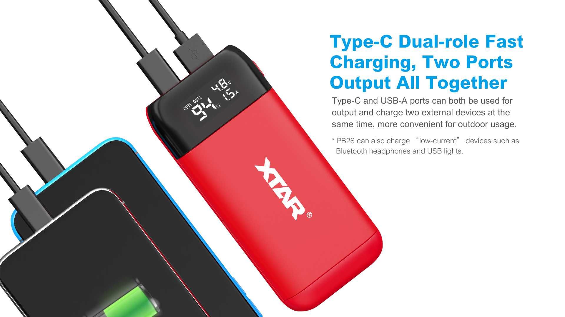Ładowarka 2 kanałowa z funkcją Power Bank Xtar - PB2S Black