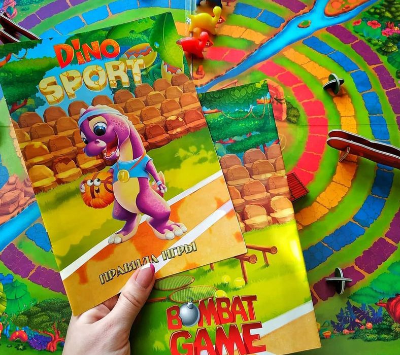 Настольная игра Дино спорт. ГОНКИ ДИНОЗАВРОВ от Bobmat Game (Бомбат)