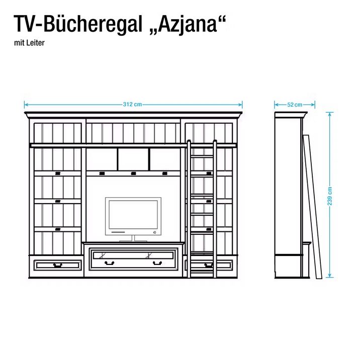 Elegancka czarna meblościanka z półkami i miejscem na TV