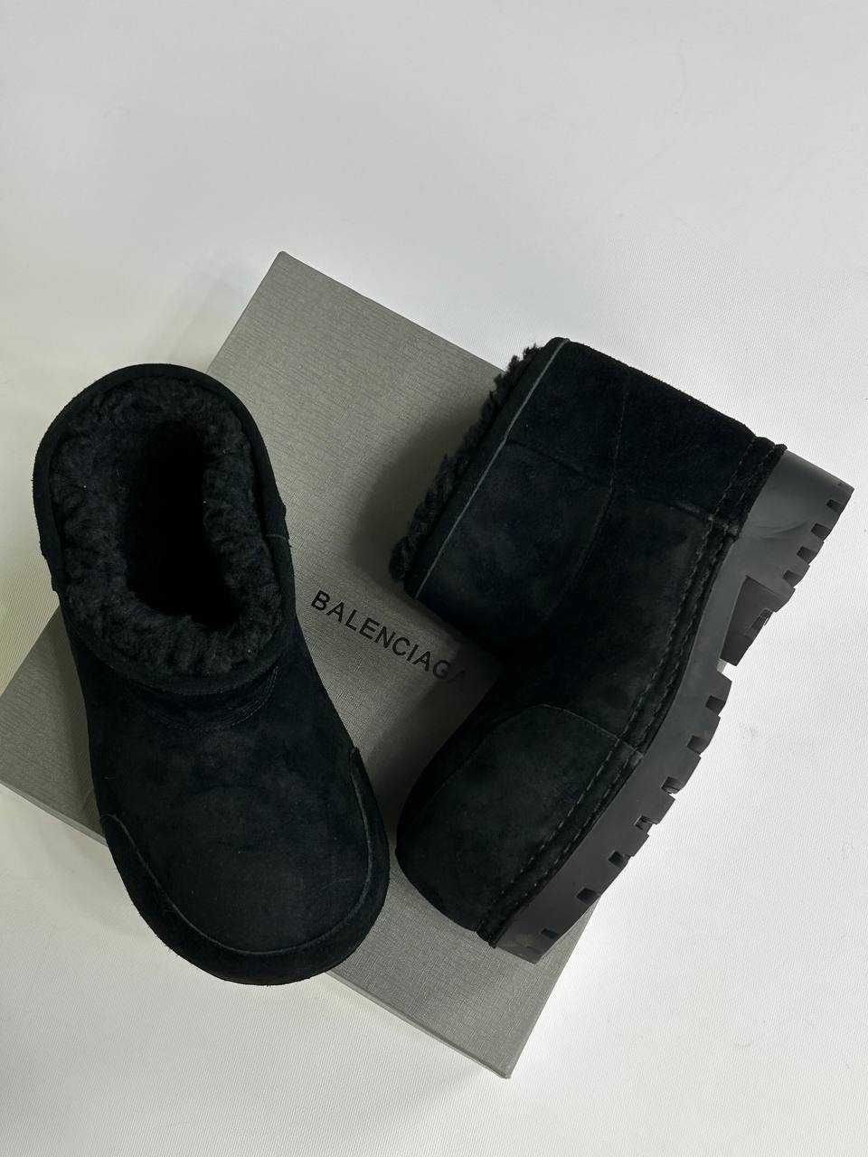 BALENCIAGA ALASKA SKI FUR BOOTS ботинки чоботи чорні уггі ugg low 43