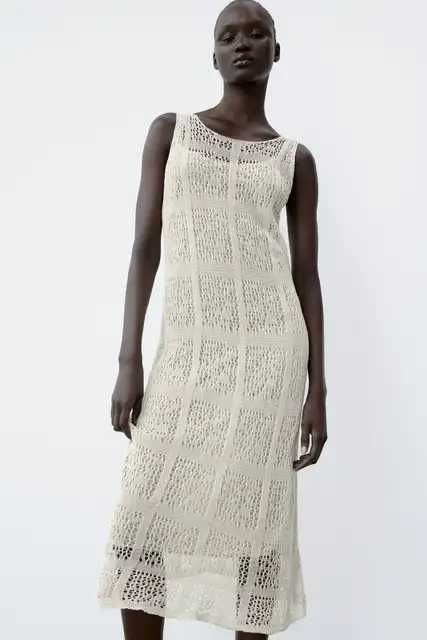 Zara Luksusowa SUKIENKA szydełkowa M