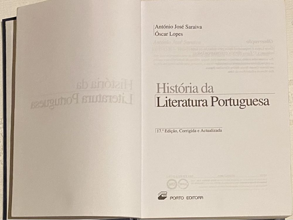 História da Literatura Portuguesa de A. J. Saraiva, Óscar Lopes