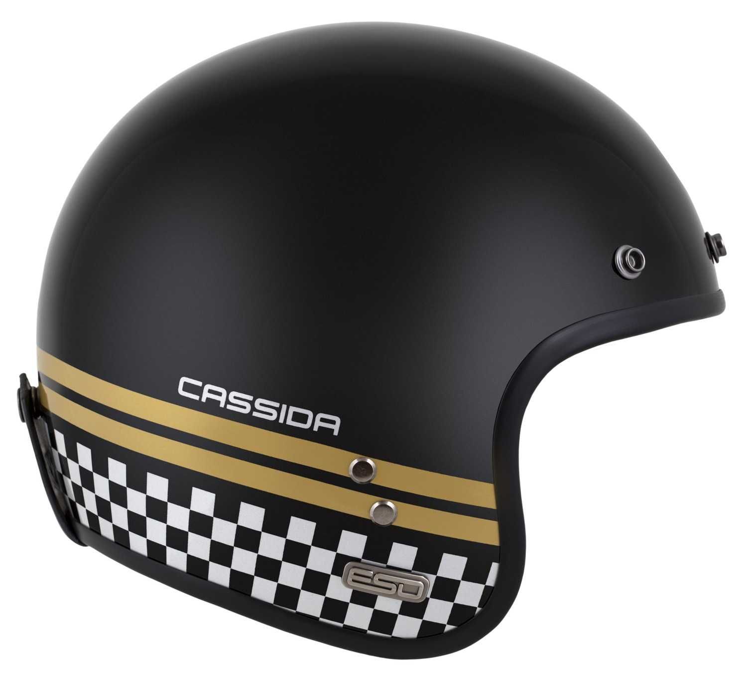 Kask motocyklowy CASSIDA ESO WŁÓKNO szklane pod intercom XS-3XL
