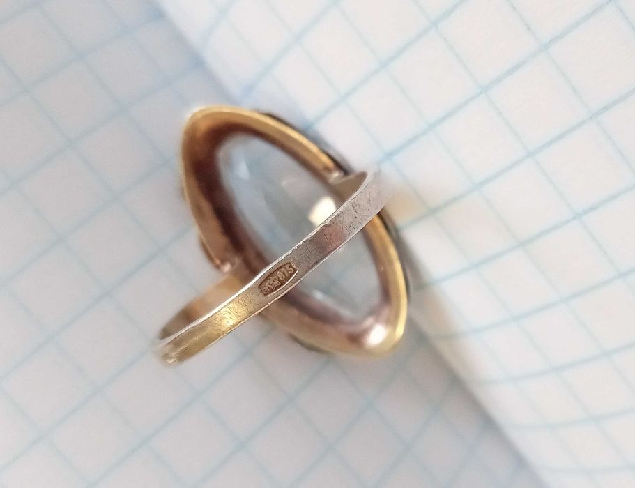 Вінтажне Кольцо Срібло 875 проби, зірочка. Прозорий камінь. СССР