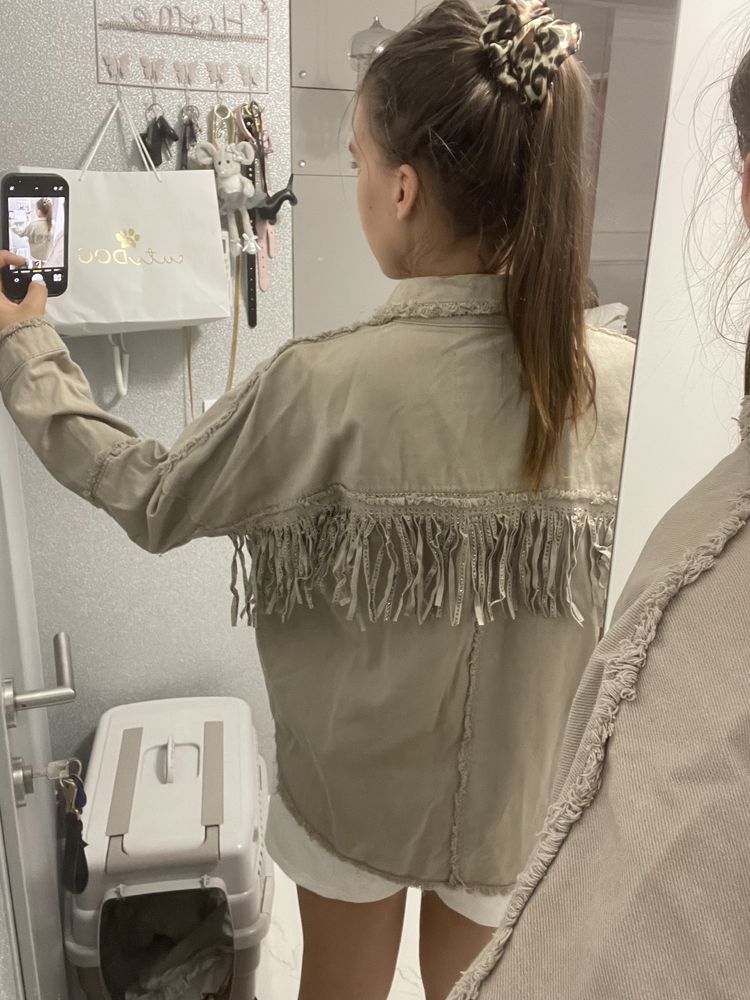 Kurtka katana boho Zara z frędzelkami