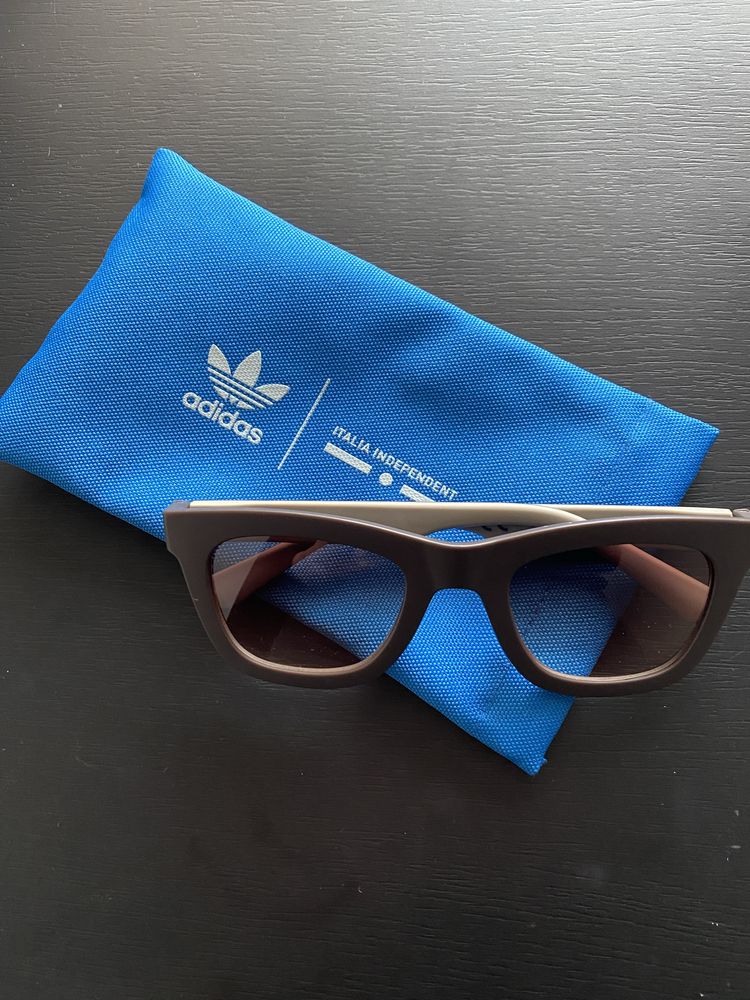 Adidas nowe brązowe okulary i etui