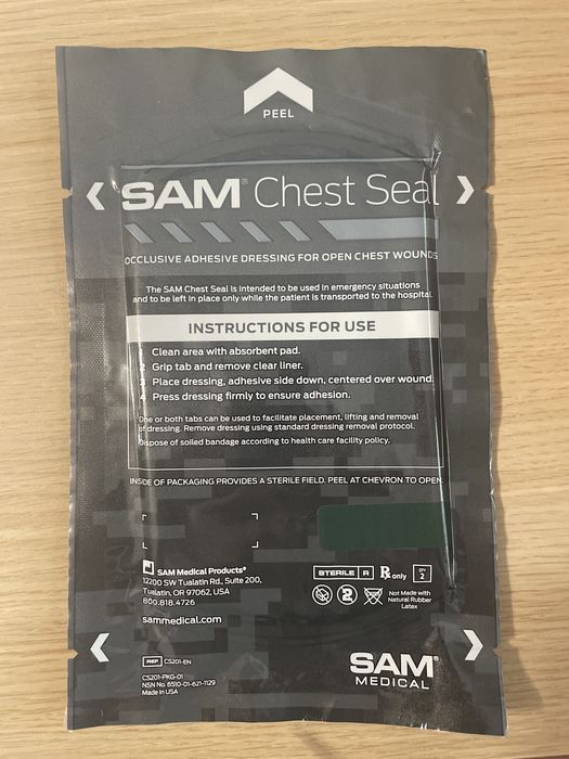 Оклюзійна наліпка SAM Chest Seal (2 шт. в упаковці)