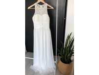 Свадебное белое платье с бусинами узкое с кружевом весільная сукня