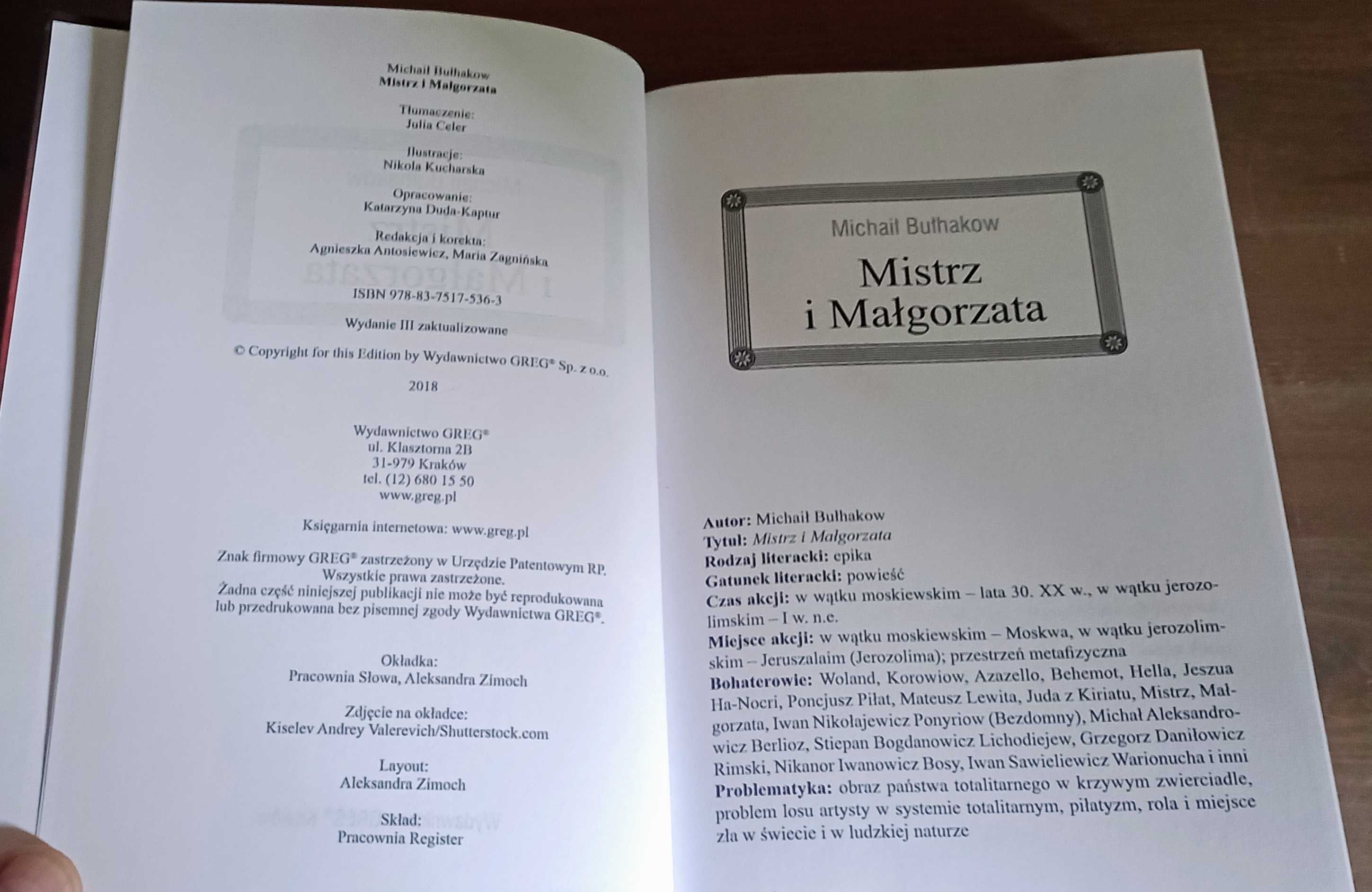 Michaił Bułhakow Mistrz i Małgorzata wyd.Greg z opracowaniem