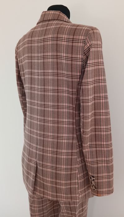 Komplet spodnie i marynarka Sinsay krata róż,brąz, grafit