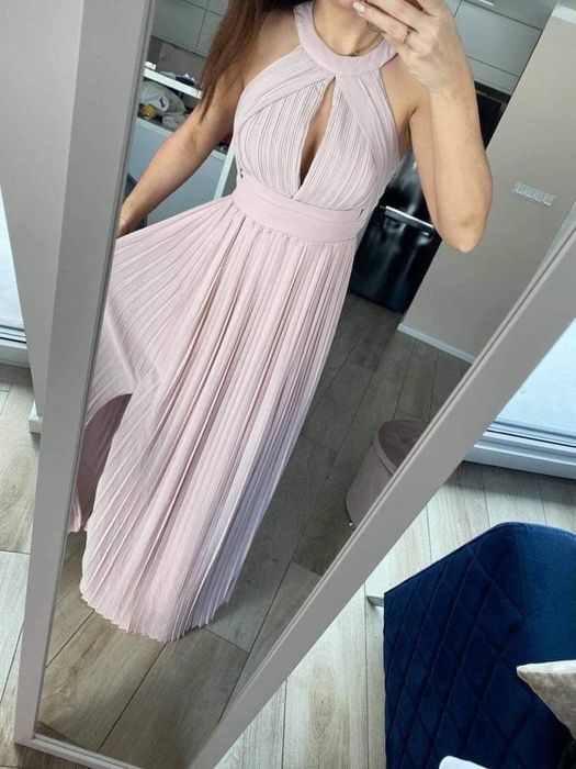 Varlesca sukienka plisowana 34 xs pudrowy rozowy 34 nowa dluga sukienk