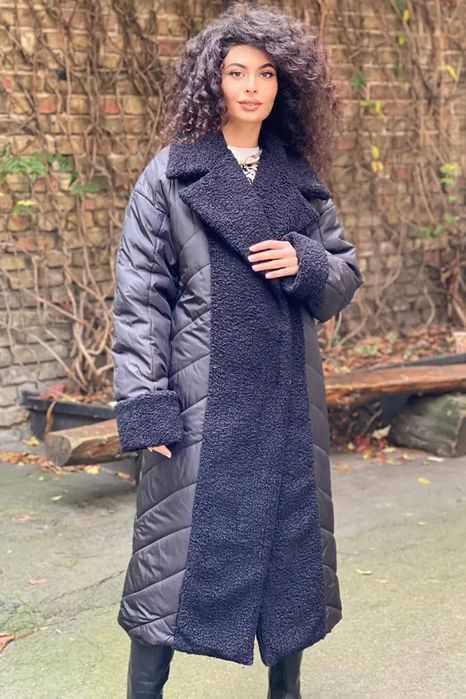 Пальто з плащової тканини та букле