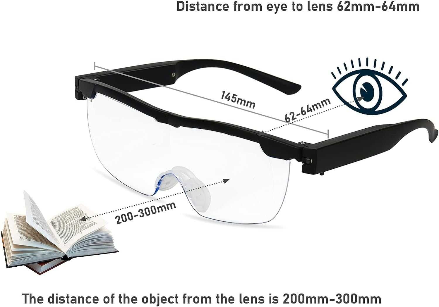 Okulary powiększające ze światłem, 250%  z 2 diodami LED