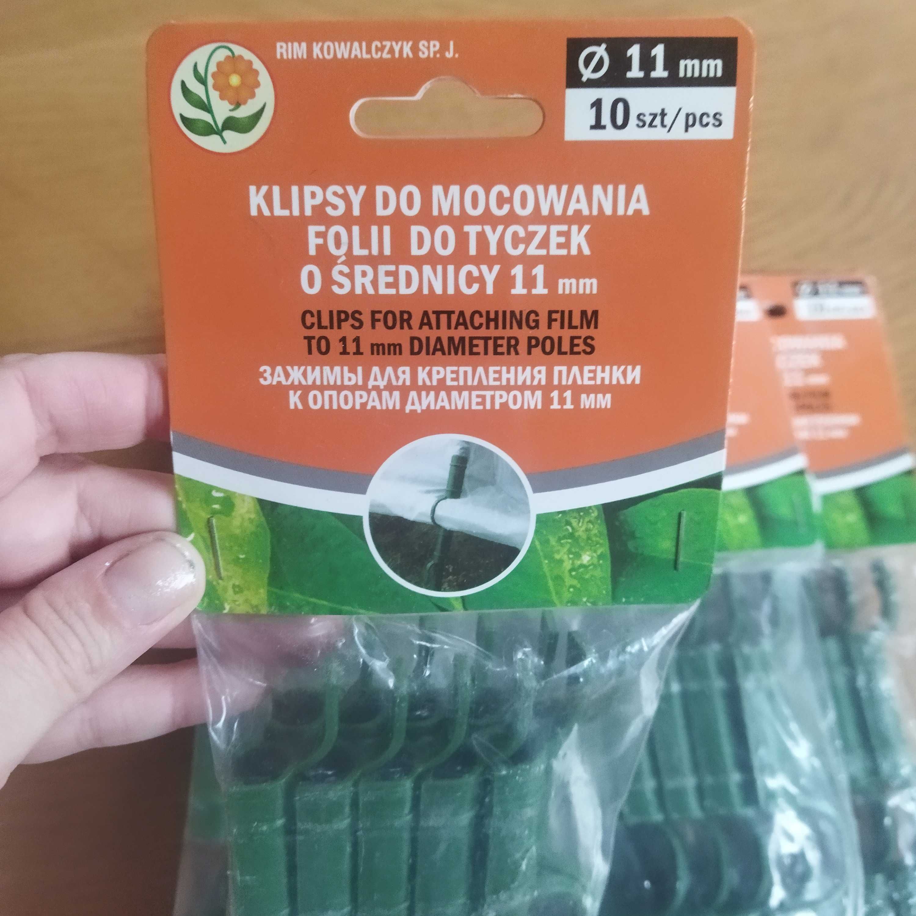 Klipsy do mocowania folii do stelaża, tyczek o średnica 11 mm