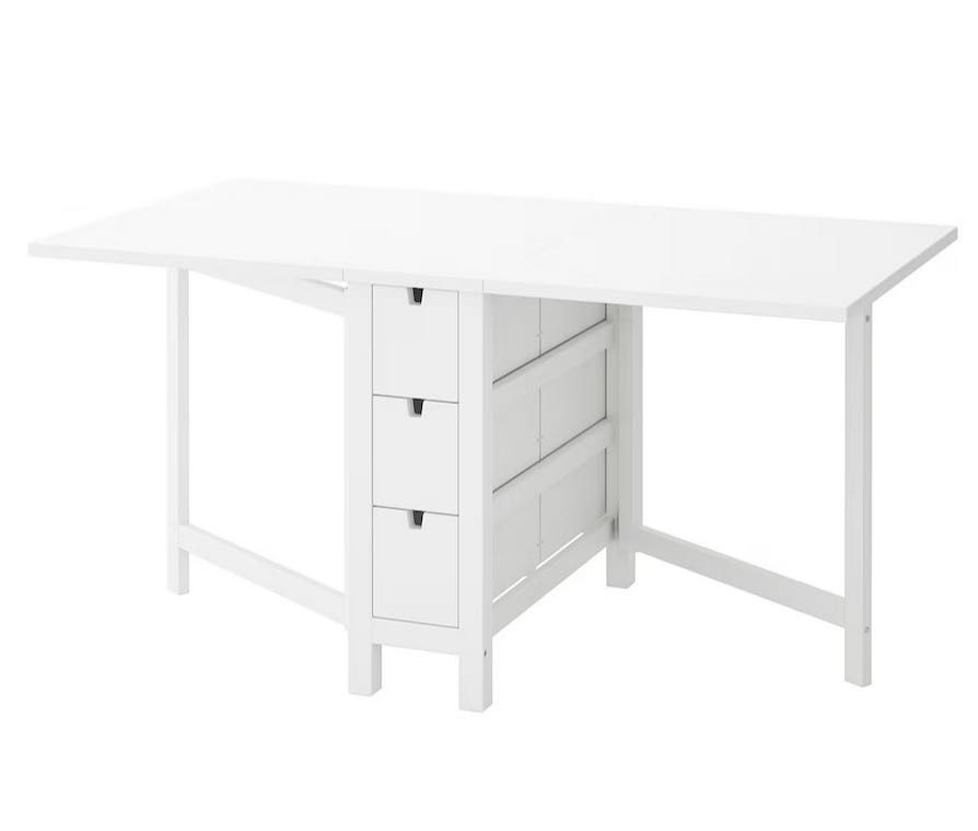 NORDEN Mesa abas rebatív/pernas articul, branco, 26/89/152x80 cm