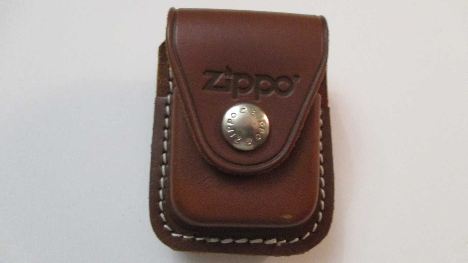 Классическая бензиновая зажигалка Zippo и кожаный чехол.