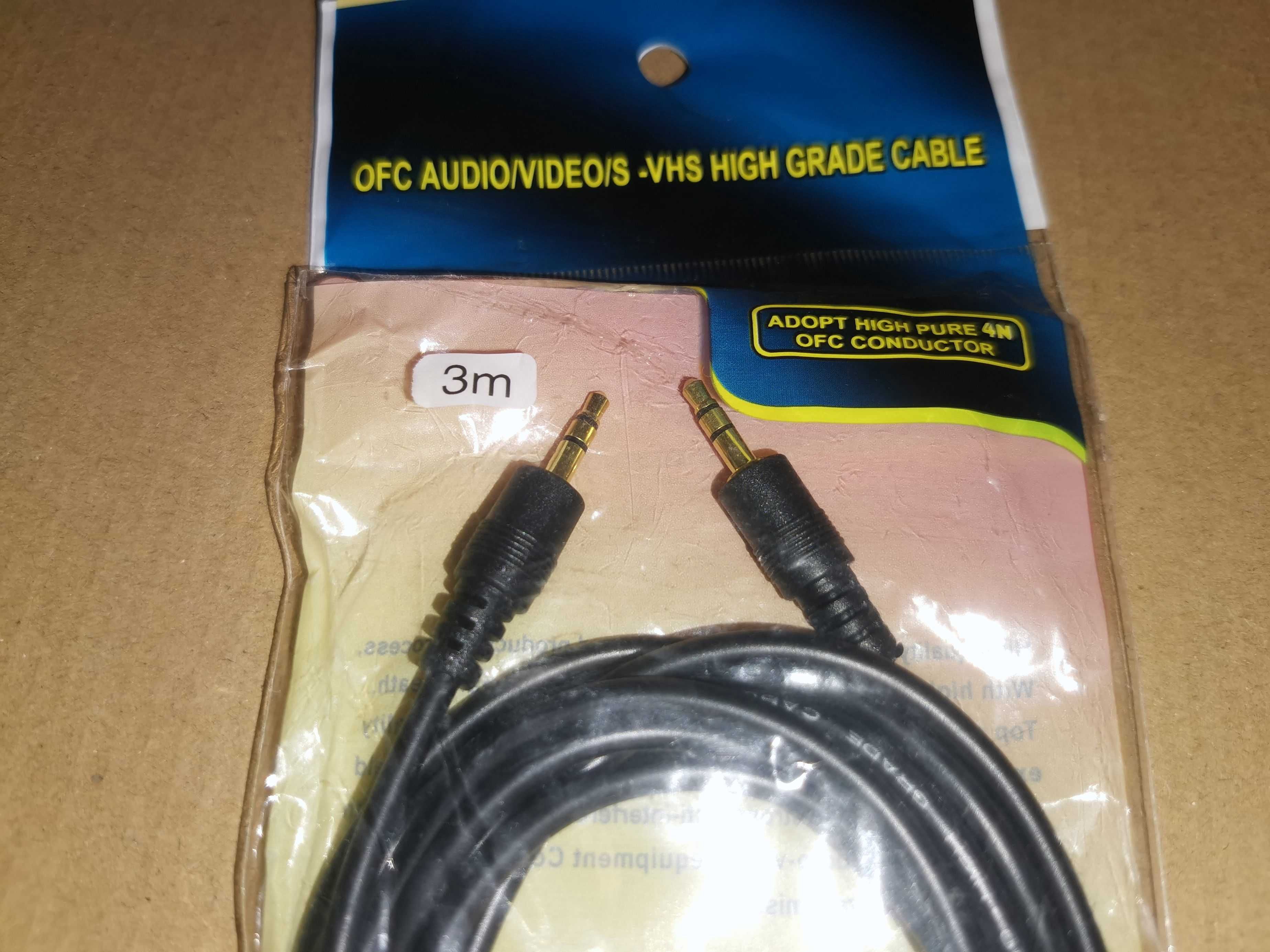 Кабель AUX Audio DC3.5 папа-папа 3м Stereo Jack круглый Black cable