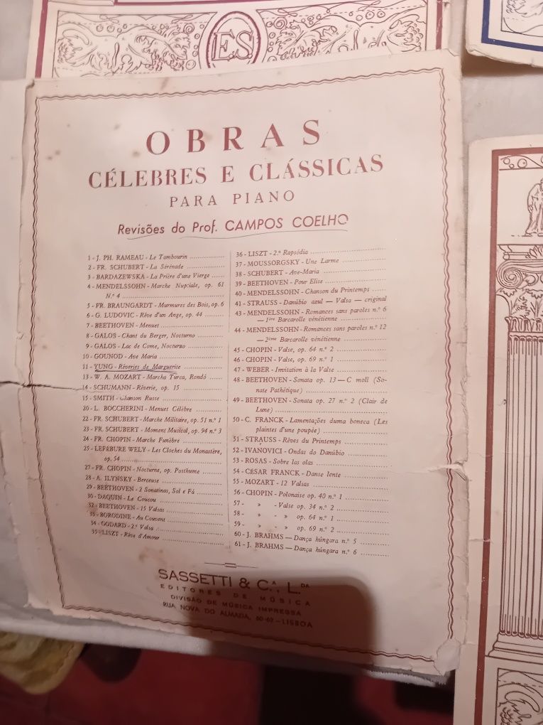 Conjunto de Pautas Musicais Piano Música Clássica