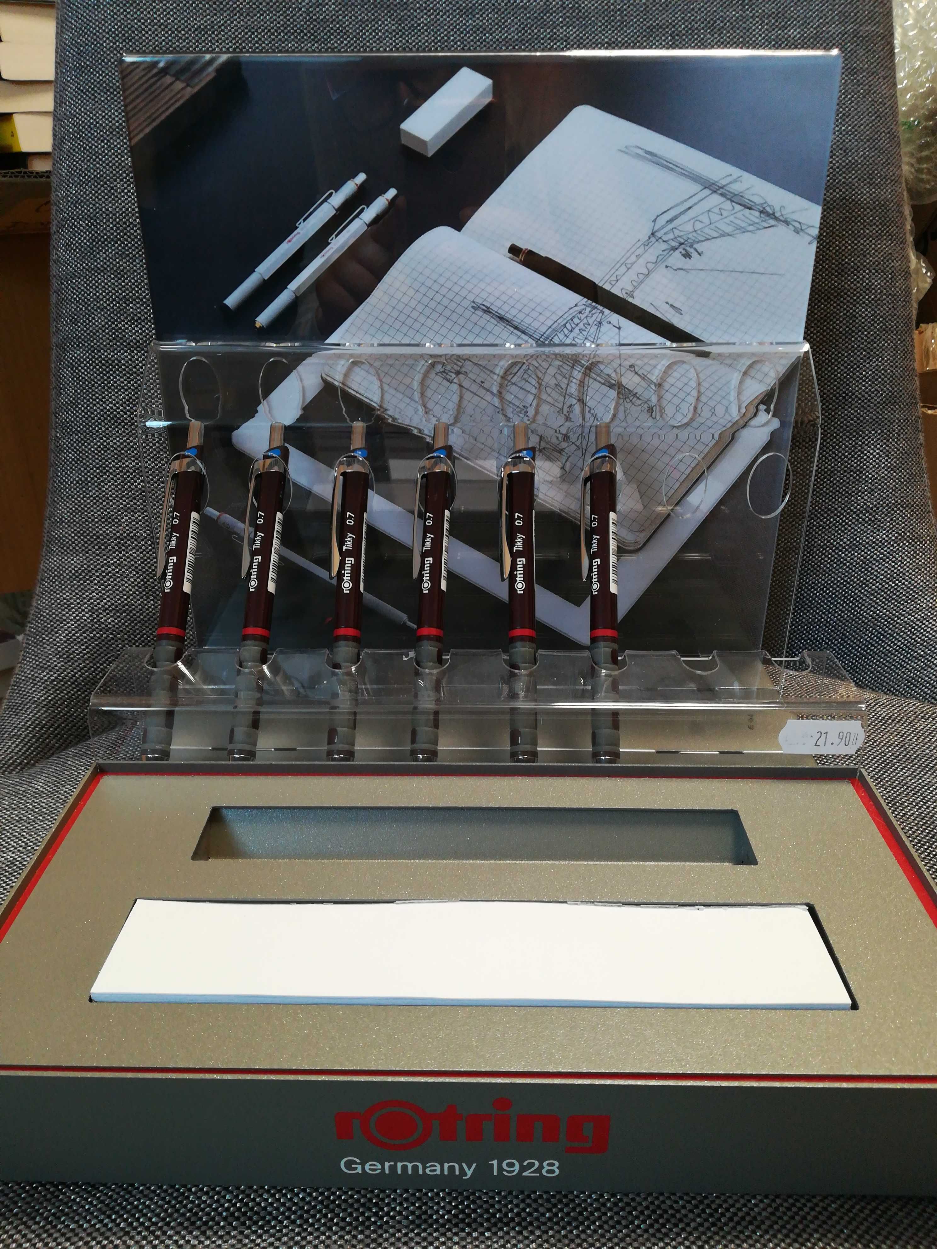 Zestaw 6 ołówków automatycznych Rotring w stojaku sprzedażowym