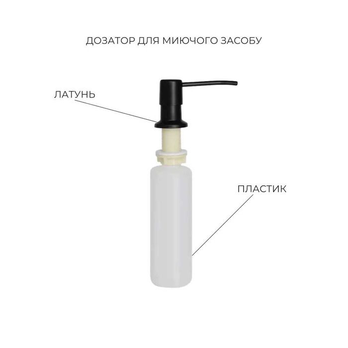 Комплект чорної кухонної мийки 50/50см (3мм)