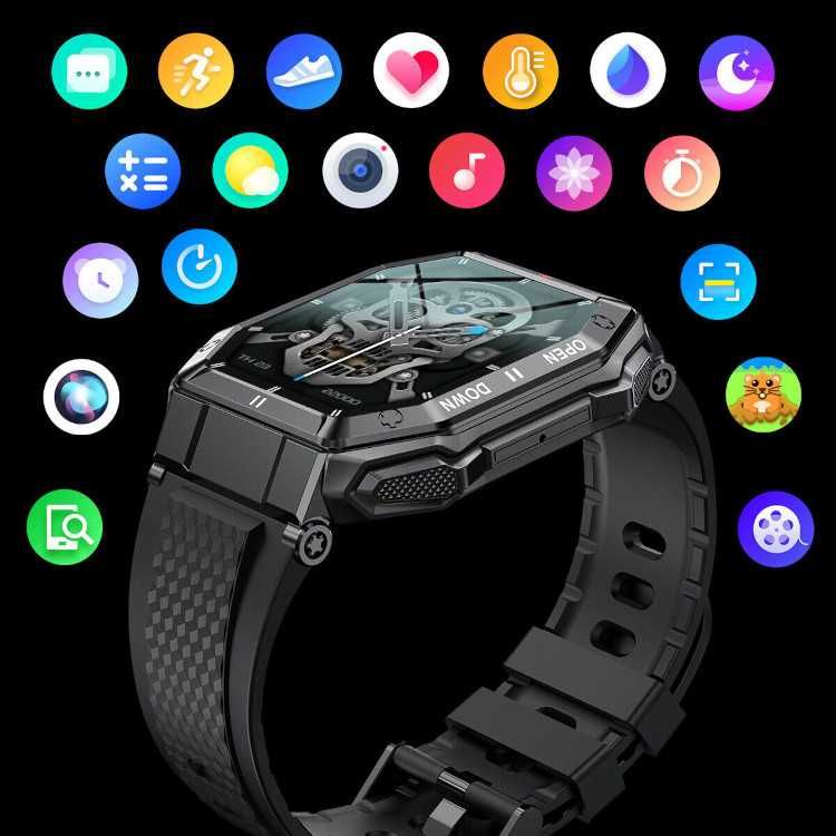 SMARTWATCH Zegarek Męski Militarny Rozmowy Wielofunkcyjny MENU PL