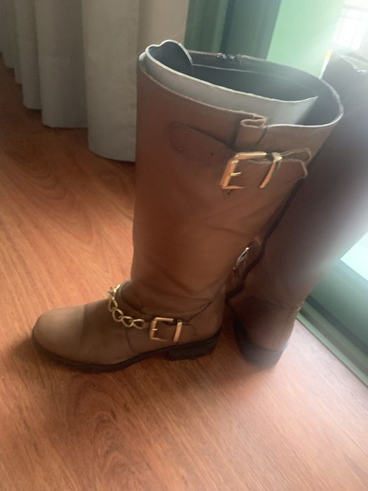 Botas castanhas, 100% pele
