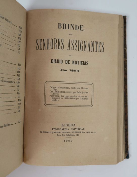 Brinde aos Senhores Assinantes do Diário de Noticias em 1983,84,85