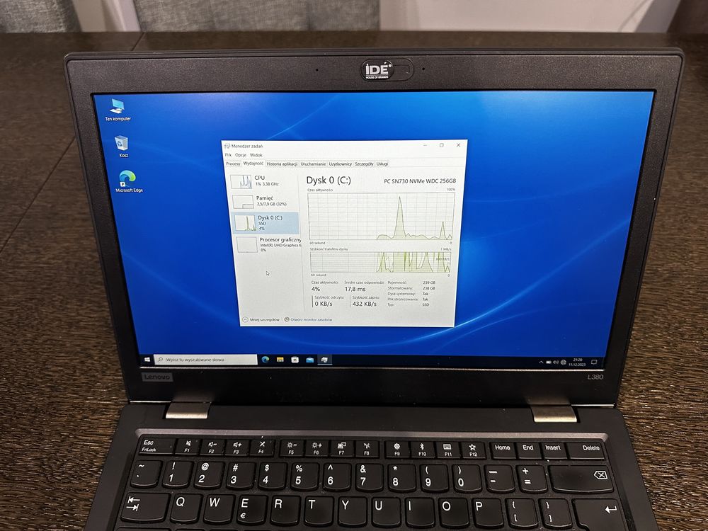 Laptop Lenovo L380 intel i5 dysk SSD FULLHD IPS