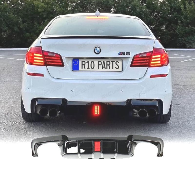 DIFUSOR BMW F10 11-17 LOOK M5 PRETO BRILHANTE COM LUZ DE TRAVAGEM