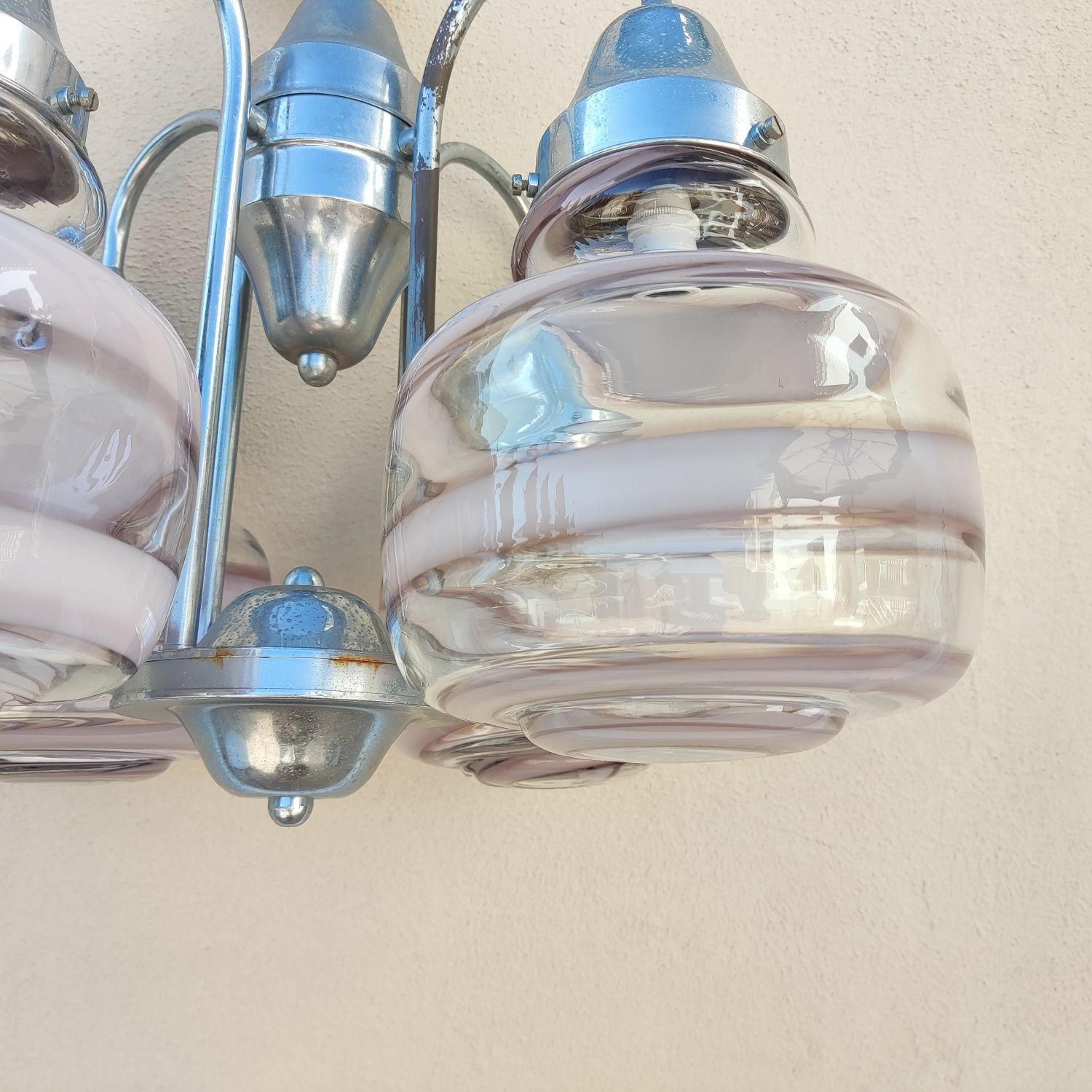 Lustre / Candeeiro suspenso 4 globos de vidro Murano Mazzega