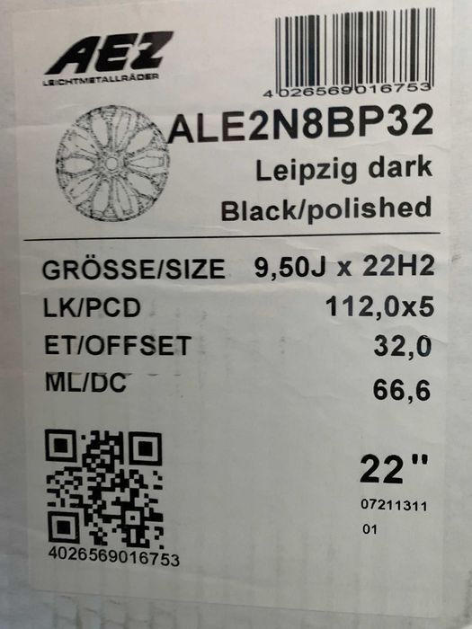 4x felgi AEZ LEIPZIG Dark 22x9,5 rozstaw 5x112 ET 32 NOWE AUDI Q7 Q8