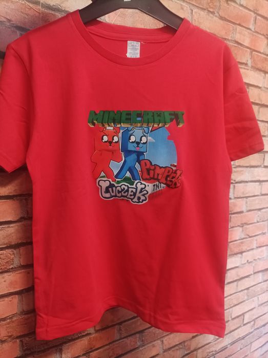 Koszulka z nadrukiem Pimpek i Luczek czerwona 140 146