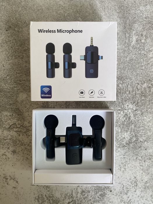 2X Mikrofon BEZPRZEWODOWY na telefon komórkowy plug-and-play