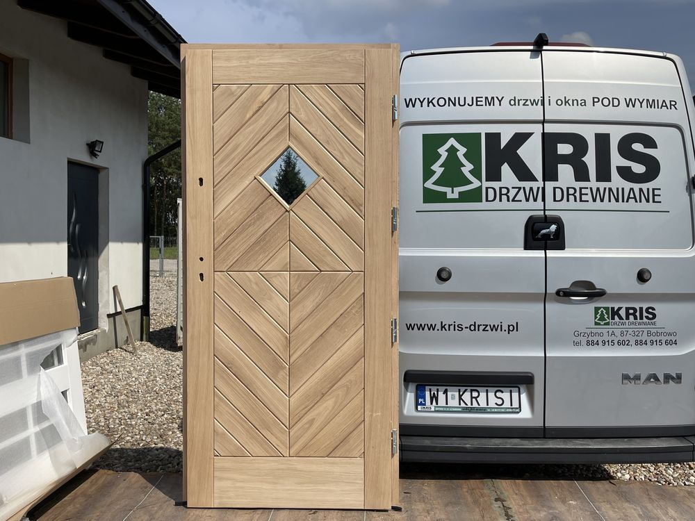 Drzwi ZEWNĘTRZNE drewniane DĘBOWE ocieplane Cała Polska