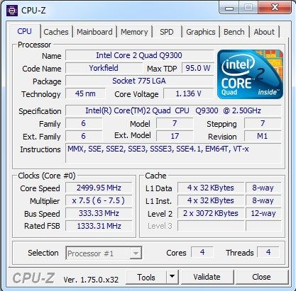 Intel Quad Q9300 2,5 ГГц, s775