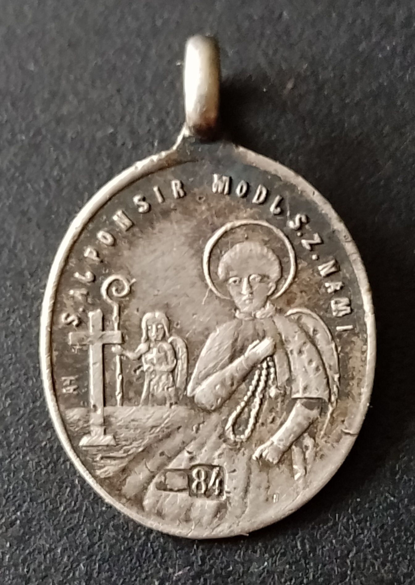 Medalik dewocyjny Czestochowska / ś. Alfons srebro pr. 84 Carska Rosja