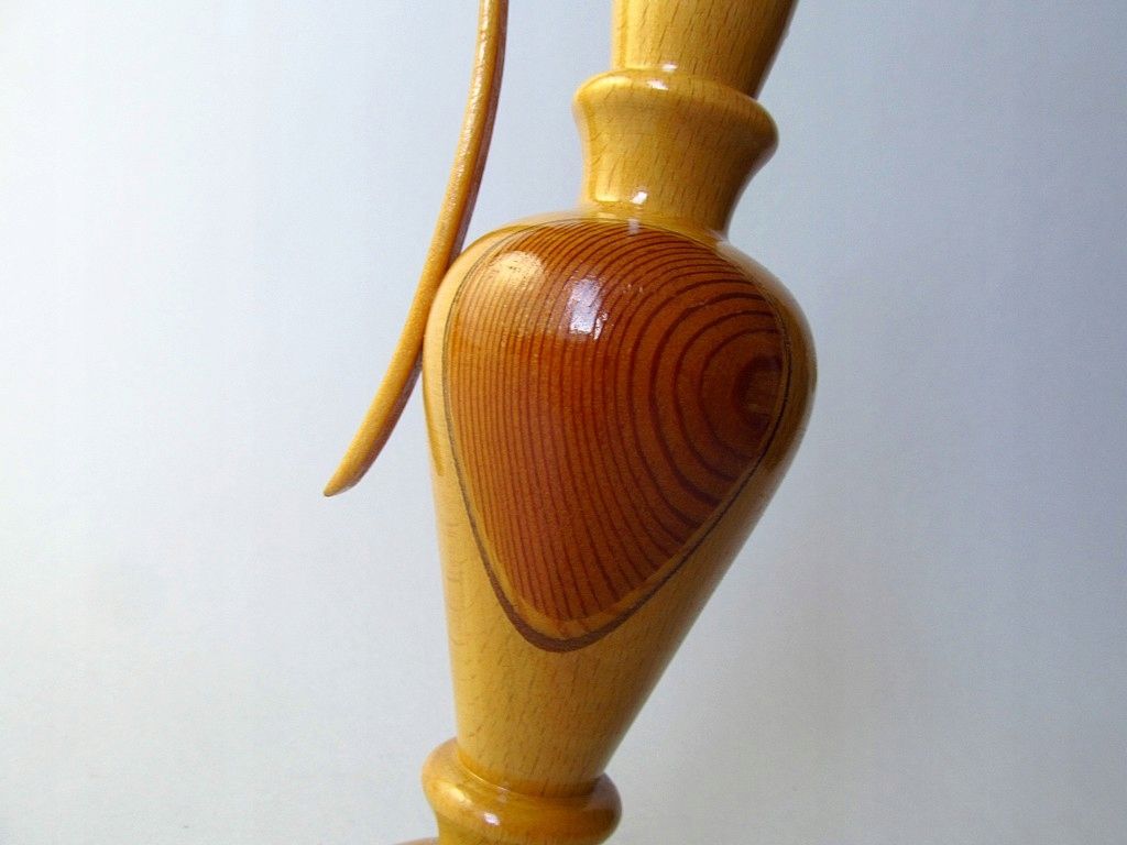 1960 drewniany designerski dzbanek wazon z wkładem