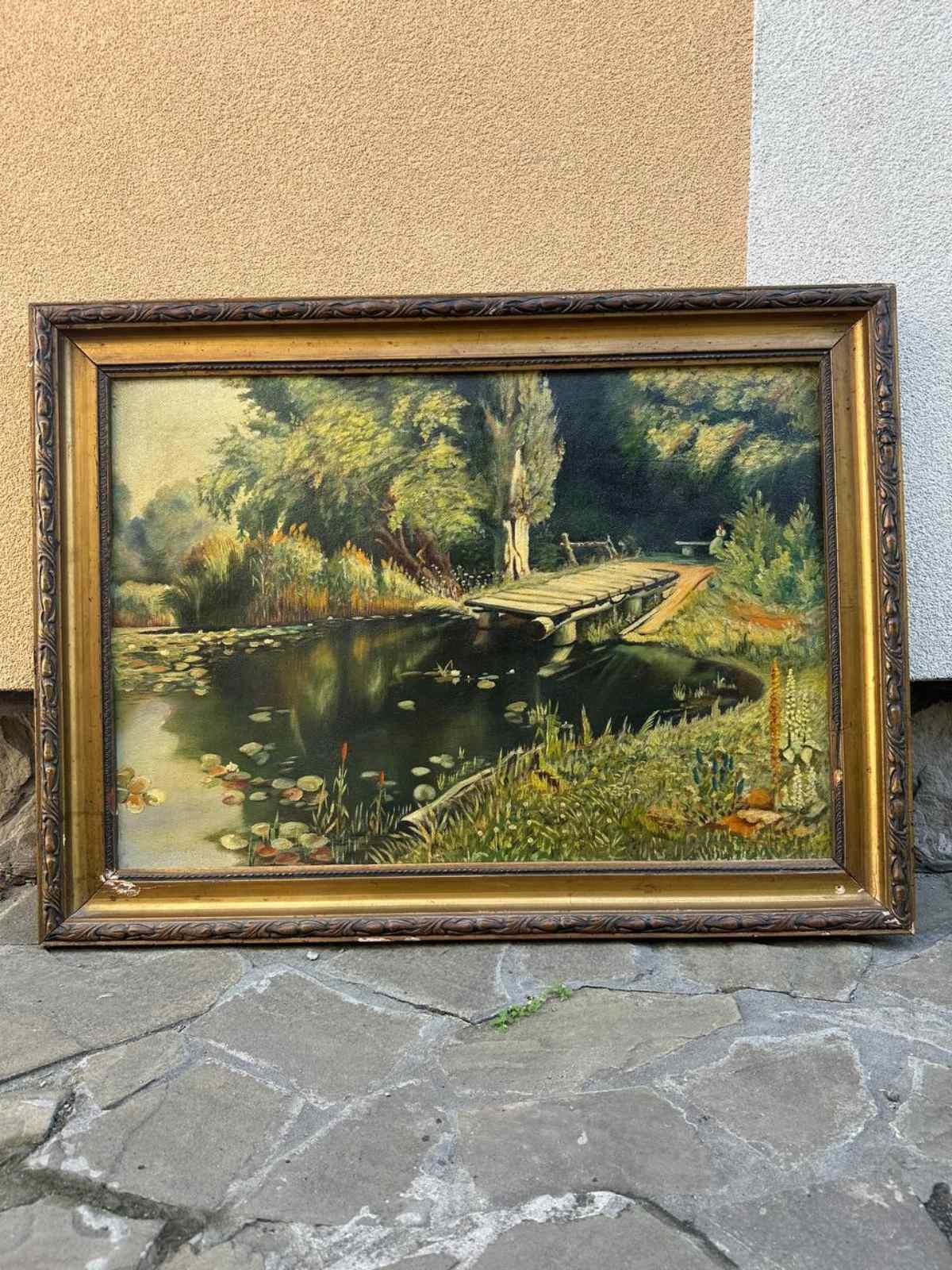Картина маслом в рамке.