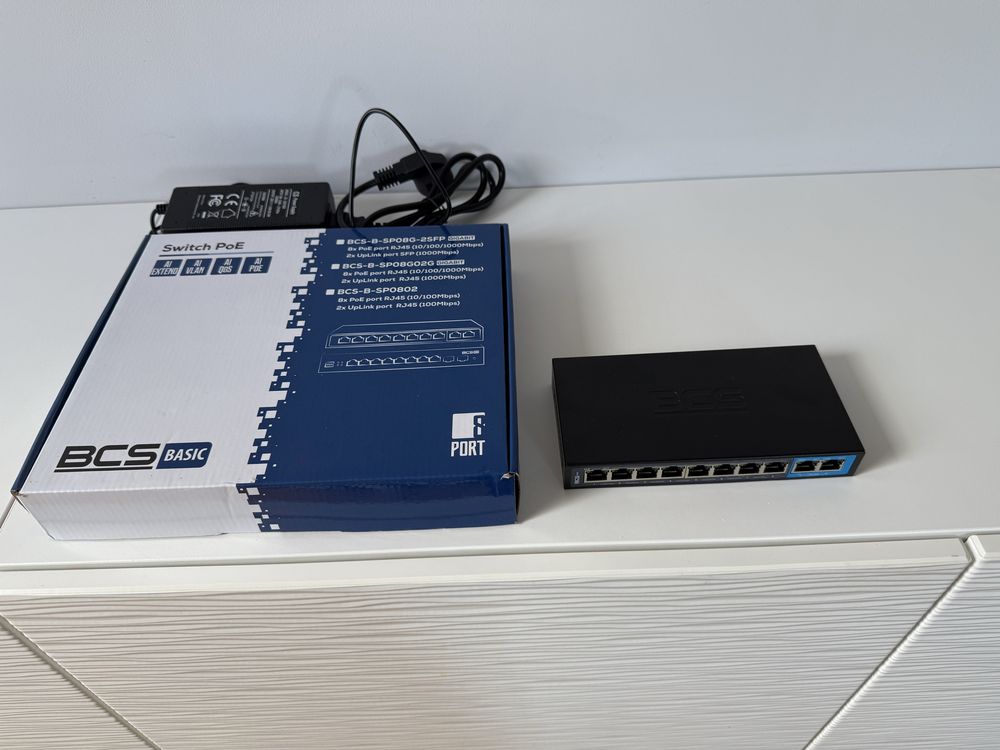 Switch PoE na 8 KAMER IP BCS-B-SP0802 8-PORTOWY