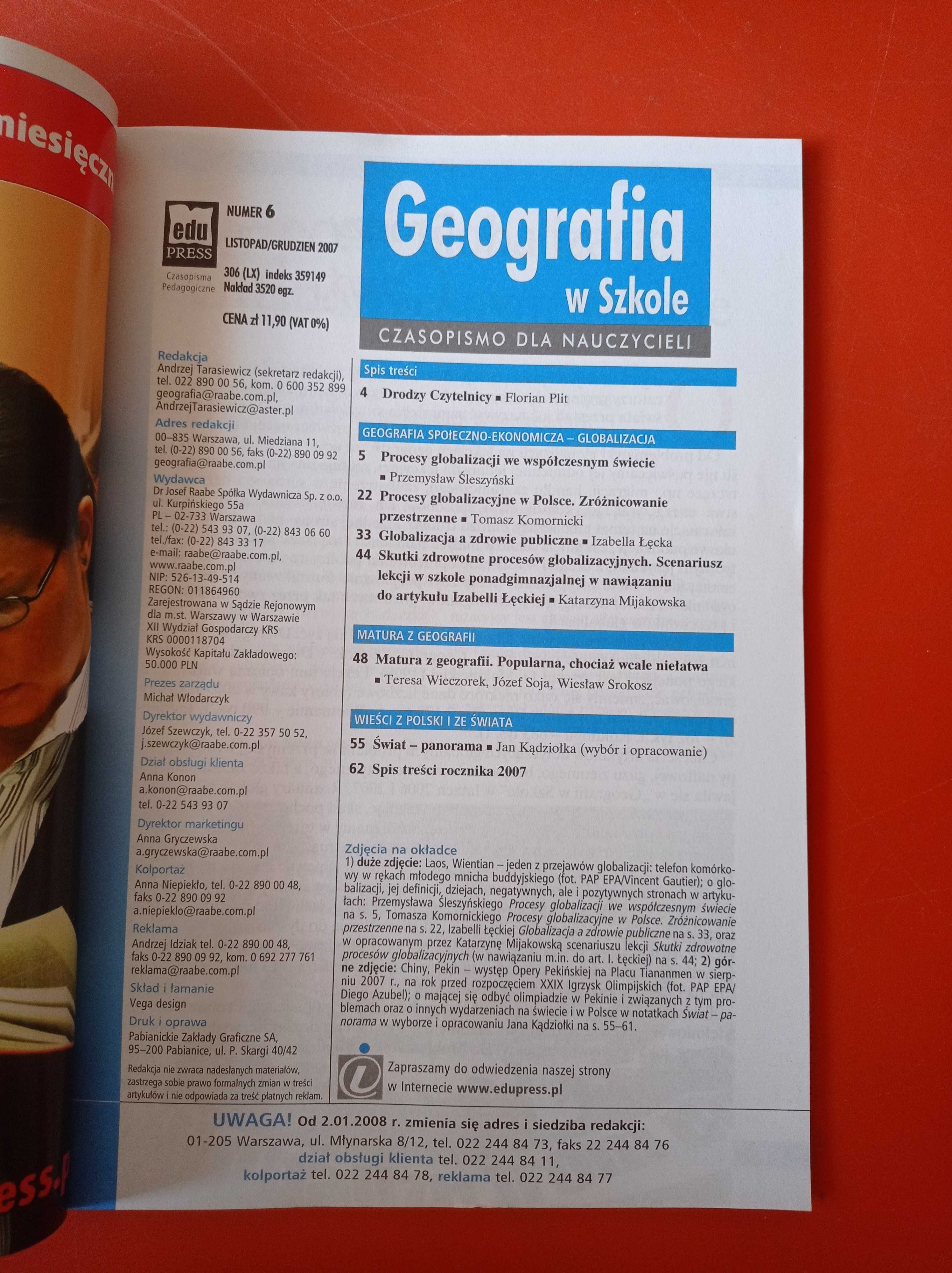 Geografia w szkole, nr 6 listopad/grudzień 2007