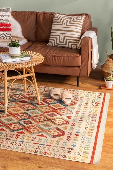 Dwustronny Dywan Kilim do Prania w Autentyczne Wzory - 50x80